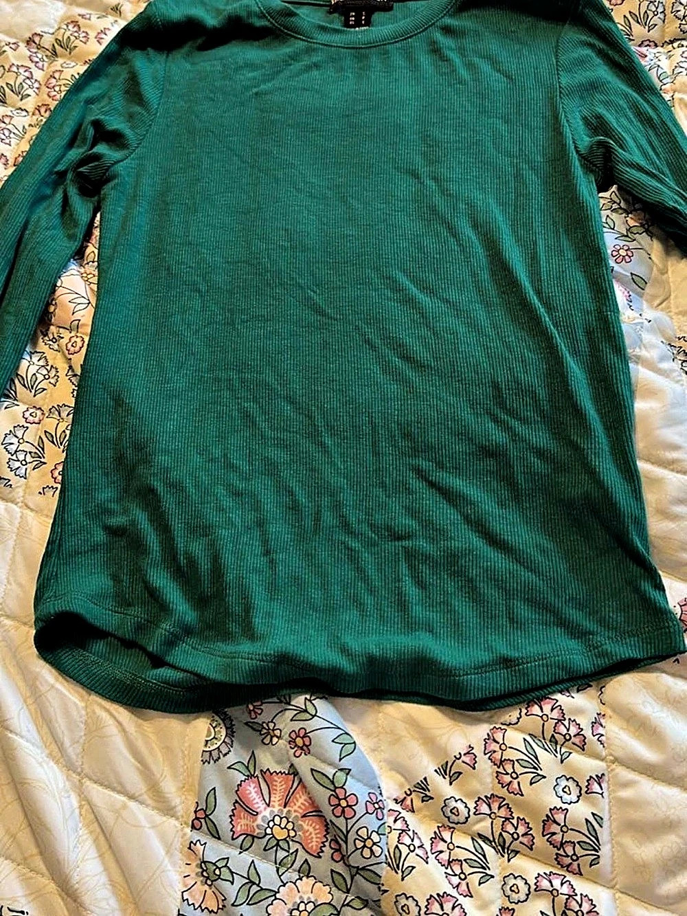 Streetwear Society Ribbed Long Sleeve Tee in Green